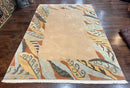 Modern Tibetan Rug 7x10, Soft Wool, Tufenkian Style Carpet, Tibet Nepali Rug, Open Field, Handmade Wool Rug