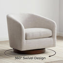 Ivory Swivel Barrel Chair With Plush Foam Back Cushion