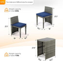 Grey Wicker Outdoor Patio Bistro Set With Glass Table