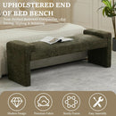 Green Upholstered End Of Bed Bench Curved Wood Frame