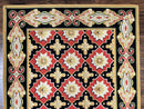 Runner Rug 4x19, Panel Design Rug, Custom Made Stark Runner Carpet, Wool, Vintage 4 x 19 Hallway Rug, European Design, Red Black Ivory Tan