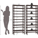 6-Tier Bamboo Bookcase Espresso 63.4 Inch Tall Freestanding Shelf