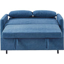 55.1' Pull Out Sleep Sofa Bed Loveseats Sofa Couch with Adjsutable Backrest, Storage Pockets, 2 Soft Pillows, USB Ports for Living Room, Bedroom, Apartment, Office, Blue (Old SKU: WF315689AAC)