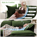 Living Room Sofa Slipcovered Sofa 3 Seater Sofa With 3 Ottomans, Oversized 3-Seat Sleeper Sofa Bed Home Theater Sofa,  Chenille, Green