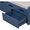 Rustic Storage Bench with 2 Drawers, Hidden Storage Space, and 3 False Drawers at the Top, Shoe Bench for Living Room, Entryway (Navy)