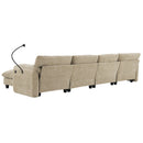 [VIDEO Provided] 140' Modular Sectional Sofa, U-Shape with 31.5' Extra-Wide Seat Cushion, USB and Type-C Charger, Phone Holder and 2 Side Storage Pockets, Free Movement Ottoman, Striped Chenille