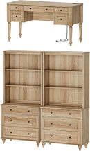 Oak Executive Workstation Set With Wireless Charging