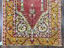 Antique Turkish Prayer Rug 3x5, Hand Knotted Turkish Melas Oushak Wool Carpet, Mehrab Rug, Orange & Red Vintage Rug 3 x 5 Collectible