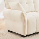 Modern Ergonomic Single Seater Sofa with Ottoman, High-Resilience Support, White Chenille