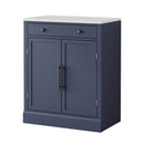 [Assembly Video Provided] TOPMAX Modern Freestanding Kitchen Pantry,Buffet Food Storage, Coffee Bar Cabinet with Drawer, 2 Adjustable Shelves and 2 Door Shelves for Dining, Kitchen, Blue