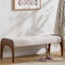 51-Inch Wide Ottoman Bench Beige Sherpa Upholstery