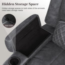 Gray Velvet Manual Recliner Loveseat With USB Ports