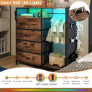 Matte Black Dresser With LED Charging Station For Bedroom