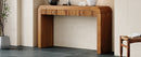 TREXM Rustic Console Table with Fluted Drawer Front, Entryway Table with Curved Corners & Thick Legs, Sturdy Sofa Table for Hallway & Living Room (Brown)