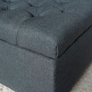 Dark Grey Tufted Fabric Storage Ottoman 17.5 In Depth