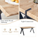 63'x35.4' Wood-Textured MDF Dining Table with Black A-Frame Legs.Density Board Sticker,Iron Pipe Spraying,Suitable for various occasions such as living rooms, kitchens, terraces, etc.
