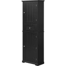 Tall Bathroom Storage Cabinet, Freestanding Storage Cabinet with Drawer and Adjustable Shelf, MDF Board with Painted Finish, Black