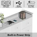 White Dresser With Integrated LED Lighting And Charging