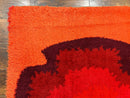 Danish Rya Shag Rug 4x6, Mid Century 1960s Retro Vintage Wool Rug, Shades of Red