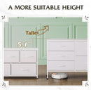 Fabric Dresser With 5 Drawers White For Bedroom Storage Organizer