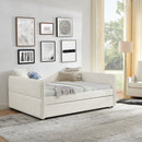 Daybed with Trundle Upholstered Tufted Sofa Bed, Full Size, Boucle Fabric, Beige(83'x58.5'x29.5')