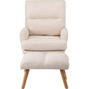 Accent Chair with Ottoman Set, Fabric Armchair with Wood Legs and Adjustable Backrest, Mid Century Modern Comfy Lounge Chair for Living Room, Bedroom, Reading Room and Study