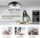 20 Inch Black Flush Mount Smart Ceiling Fan With LED Lights