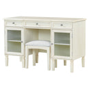 Multi-Functional 2-in-1 Vanity Desk with Flip-Top Mirror, White Oak, MDF Material, 46.5-Inch