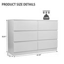 Modern 6 Drawer Dresser with Spacious Countertop and Concealed Handles, Storage Cabinet for Bedroom and Living Room, White MDF