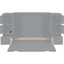 Full Size Murphy Bed with Drawers, Cabinets and USB Ports,Gray