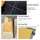 Table and chair set.63'x31.5x30'Black Texture With Lines Patterned Sintered Stone Table with Golden Stainless Steel Butterfly Legs.Paried With 4 Black High-quality PU Chairs With Golden Metal Legs.