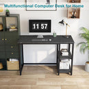 40 Inch Computer Desk With Two Tier Shelves Black Marbling