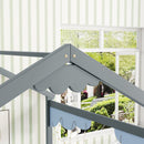 Double Twin House-Style Floor Bed with Fence, Guardrails, without door, Grey(Old Sku:W504P143316)