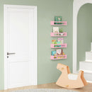 Pink Floating Wall Shelves Set Of 4 Wooden Bookshelves