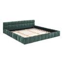 King size  Upholstered Bed Frame with Thick Fabric, Chenille Fabric Grounded Queen Size Platform Bed with Headboard and Solid Frame. No Box Spring Needed-green(88.5''*85.5''*24'')