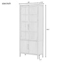 U_STYLE Impressive 90.6'' Tall Cabinet with Oak Veneer and Glass Doors,Suitable for Study,Entryway, Hallway, Living Room, Foyer
