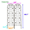 2 Pack Metal Garden Trellis 86.7' x 19.7' Rustproof Trellis for Climbing Plants Outdoor Flower Support Black
