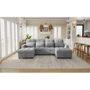 110.2' Oversized U-shaped Sofa Versatile Sectional Sofa Pull-out Sofa Bed with Double Storage Chaise Lounges and Two USB Ports for Living Room,Gray