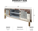 60' Mirrored TV Stand with Crushed Diamond Glass Doors - Modern Media Entertainment Center for Living Room, Adjustable Storage TV Console Table for 65-Inch TV