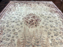 Aubusson Wool Rug 9x11, Wool with Silk Highlights, European Design, Vintage, Handmade, Floral, Fine 210 KPSI