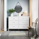 White Premium Fabric Dresser With Six Drawers And Wood Top