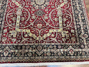 Indo Persian Rug 8x10, Red Vintage Wool Traditional Carpet, Floral, Handmade