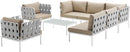 Harmony Aluminum Outdoor Sectional Sofa Set White Cushions