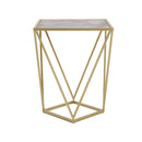 CREATIVE SIMPLE GLASS SIDE TABLE,GOLD+WHITE COLOR