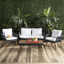 Outdoor Patio 4 Piece Eucalyptus Rope Furniture Set