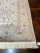 Wonderful Silk Hereke Rug 8x12, Silk Pile on Silk Foundation, Ivory/Cream, Floral Pattern, Handmade, Vintage