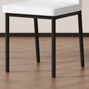 Luxury Simple Chair Set of 4 White PU Material High Resilience Dining Chair with Metal Black Leg