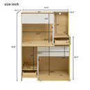 Furniture Style Multi-use Natural Cat Litter Box House with Flip-down Door, MDF & Metal, 31.4' x 15.7'