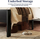 Queen Platform Bed Frame With Wooden Headboard And Footboard Black Oak