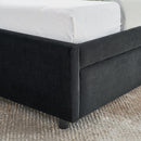 Full Size Upholstered Tufted Bed Frame with Two Drawers, Sofa Bed Frame with Comfortable Backrest and Armrests, Velvet, Black(79.5''x58''x25'')